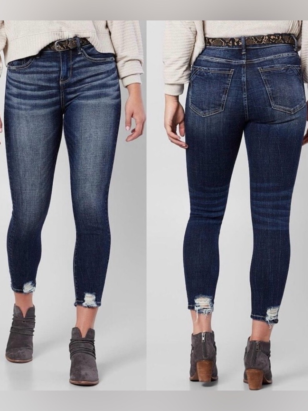 Buckle Black Jeans Women’s 27 Blue High-Rise Curvy Ankle Skinny LIKE NEW!